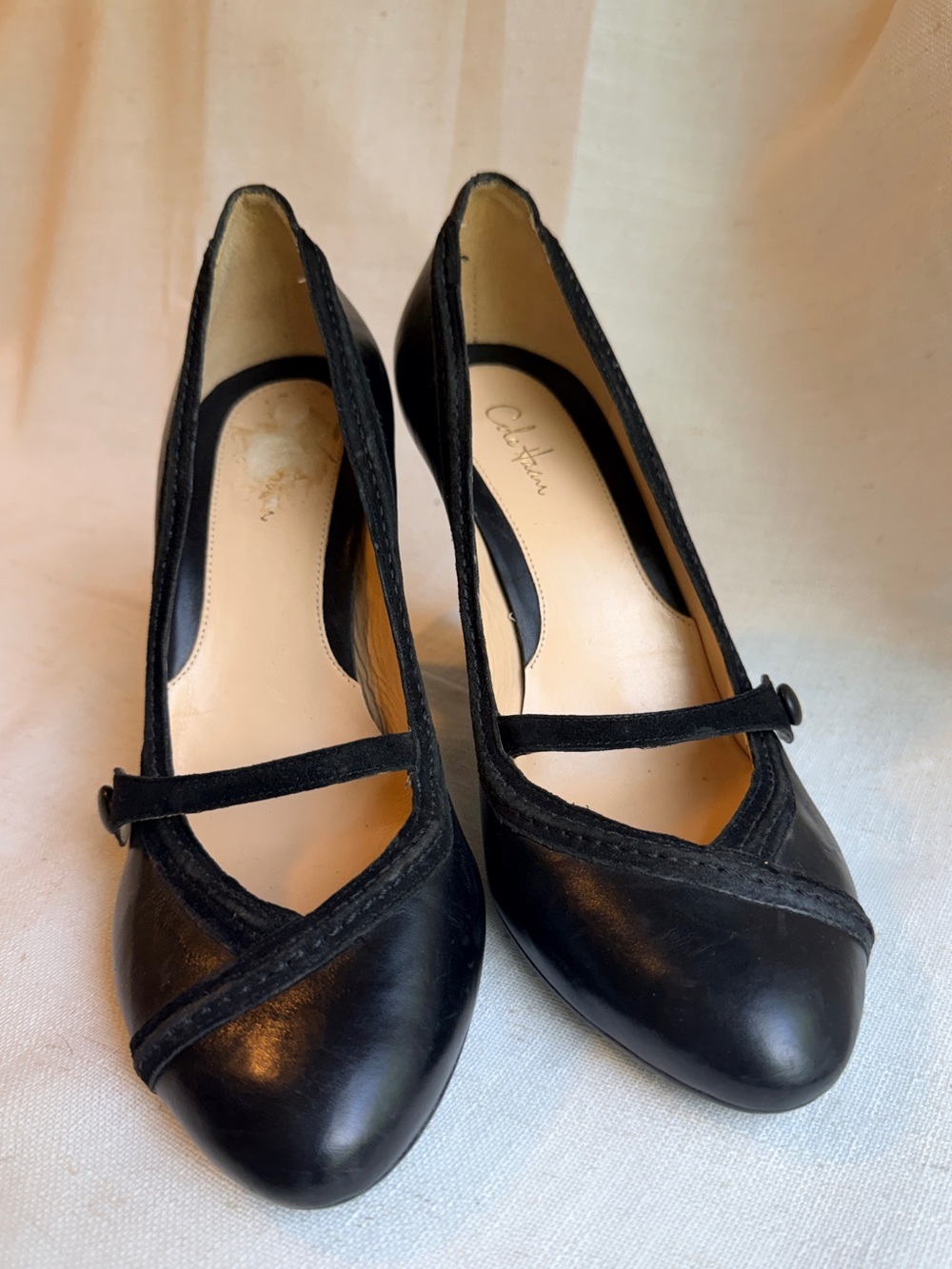 Cole Haan Vintage Black Leather Mary Jane Pumps Heels Size 9B Brazil - Picture 2 of 9